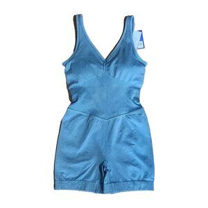 NWT JOY LAB Solid All Blue One Piece Bodysuit Activewear Womens Size XS
